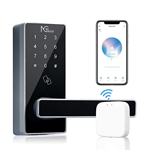 NGTeco-WiFi-Keypad-Lock-Keyless-Entry-Door-Lock-Digital-Electronic-Lock-with-WiFi-Gateway-Waterproof-Biometric-Lever-Lock-Deadbolt-5-in-1-NFC-APP-Code-Keys-and-Cards-Supported-Black