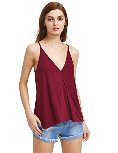 Romwe women s v neck strappy loose t-shirt tank top vest blouses …