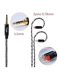 Yinyoo   Cable de 8 núcleos chapado en plata, cable equilibrado de 2,5 3,5 0.173 in con conector MMCX 2 pines para HQ5 HQ6 ZS10 ZS6 ES4