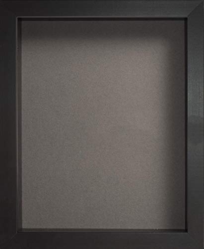 Radcliffe Black Wooden Deep 3D Box Frame 14x11 inch, Grey Backing Board * Choice of Sizes* Fitted with Real Glass