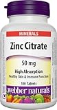 Webber Naturals Zinc Citrate 50 mg, 180 Tablets