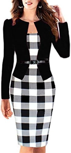 swnmdoo Women Wear to Work Business Party Bodycon One-piece Dress BlackMedium Fashion