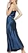 Asherbaby Women's Sexy Satin Long Nightgown Lace Slip Lingerie Chemise Robes (US 12, Navy)