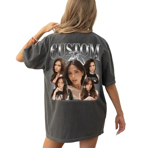 NAZENTI Custom Bootleg Your Own Rap Tee Shirts for Boyfriend Girlfriend Custom Face Tshirt Vintage Graphic 90s Shirt