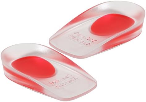 Silicone Gel Heel Pad Cups Ankle Heel Pain Relief Cushion Shock Absorb Support Inserts Heel Cup Orthotic Insole Plantar Care M-F Heel Cup Protectors (Red-1 Pair F 4.5-7)