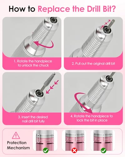 CozyZen Taladro de Uñas Eléctrico Profesional | 45000 RPM, Lijadora con Pantalla LCD, Control Manual y de Pie, Bajo Ruido para Uñas Acrílico/Gel, Manicura y Pedicura