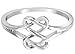 CloseoutWarehouse 925 Sterling Silver Hearts Infinity Fusion Ring (Comes in Colors) (Silver, 7)