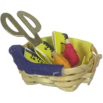 Melody Jane Dollhouse Sewing Basket Miniature 1:12 Scale Dressmakers Accessory