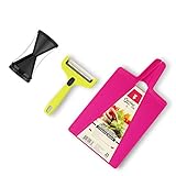 Best Pink 3 Piece Set Vegetable Spiralizer Cutter Slicer Small Folding Cutting Board Inexpensive Bar Cocktail Deal Unique Fun Mother Day Nurse High School Graduation Ideal Gift Her Wife Mom BAE Granny