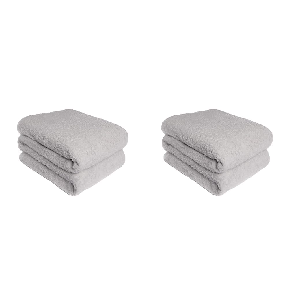 Brentfords Teddy Fleece Blanket Large Throw Over Bed Plush Super Soft Warm Sofa Bedspread, Silver Grey - 125 x 150 cm (Pack of 2)