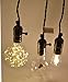 HESSION Vintage Triple Light Sockets Pendant Hanging Light Cord Plug-in Light Fixture, Light Socket with On/Off Switch E26/E27 Base,Total 16.5 Foot Twisted Black Textile Cord UL Listed(Copper)