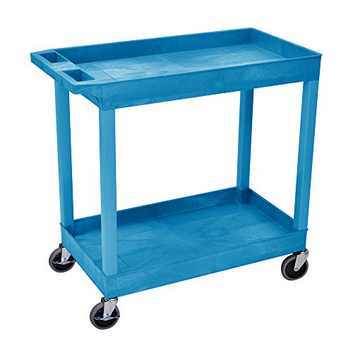Offex High Capacity 2 Tub Shelves Cart, Blue