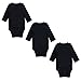 OPAWO Baby Bodysuits Long Sleeve for Unisex Boys Girls Black 3 Pack 0-3 Months