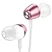 noot products J201R Wired in-Ear Earbuds Headphones with Microphone Remote Volume Control Metal Casing Magnetic Earphones for All 3.5mm Audio Devices (Rose Gold/Pink)