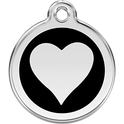 Red Dingo Personalized Heart Pet ID Dog Tag (Small Black)