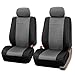 FH Group Universal Fit Seat Cover - Faux Leather (Gray/Black) (Full Set with 4 Headrest Covers)