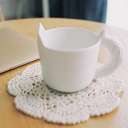 Phantomon 8 Inch Doilies Crochet Round Lace Doilies Cloth Beige Handmade 100% Cotton Crocheted Coasters, Pack of 4