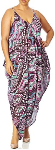 [28329XR-PC-2X] Womens Plus Size Print Romper: Loose Flowing Short Jumpsuit