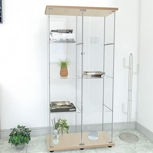Beauty4U Glass Display with 4 Shelves, 2Doors Curio