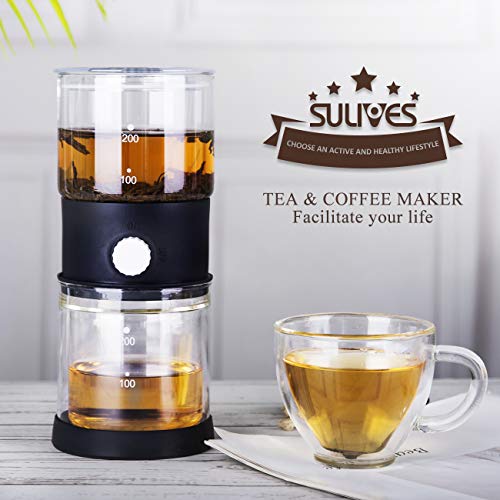 SULIVES Pour Over Coffee Maker/Glass Teapot with Paperless Stainless Steel Filter Double Wall Glass Coffee Dripper Brewer Pot