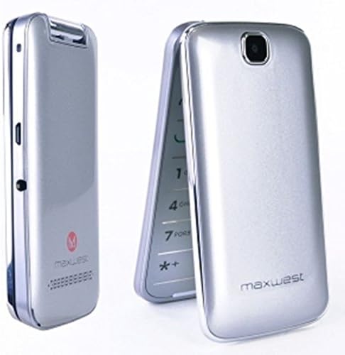 Flip Phone Unlocked BIG BUTTONS Dual Sim Only 2G GSM Maxwest Vice Bluetooth Mp3 Camera Facebook (Silver)