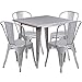 Flash Furniture 31.5'' Square Silver Metal Indoor-Outdoor Table Set with 4 Stack Chairs