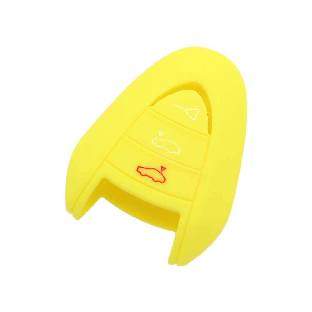 BROVACS Silicone Cover Protector Case Holder Skin Jacket Compatible with PORSCHE 3 Button Remote Key Fob CV9920 Yellow