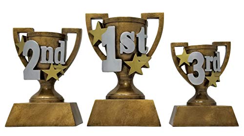 Decade Awards 3D Gold Cup 3rd PlaceTrophy - Celebrate The Top 3 with This Third Place Award -Engraved Plate on Request (5 Inch Tall)