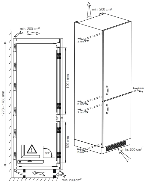 Beko BCSA285K4SN b100 integrierbare Kühl-/Gefrierkombination, 271 l Gesamtrauminhalt, Einbau-Kombination, MinFrost, Schlepptürtechnik, 35 dB, Weiß 5