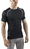 SUB HEAT Stay Cool Mens Semi Compression Top - Short Sleeve Base Layer - Black - M