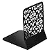 Lafbo™ Luxurious Metal Black Bookends – Floral Pattern Engraved Book Stands – Lightweight & Durable Book Holders – Non-Slip Book Ends – Measures 6.7 x 5.2 x 6.3 inches - 2 Sets of 2 Book Supports(4)