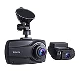 AUKEY 1080P Dual Dash Cams with 2.7” Screen, Full HD Front and Rear Camera, 6-Lane 170° Wide-Angle Lens, G-Sensor, and Dual-Port Car Charger