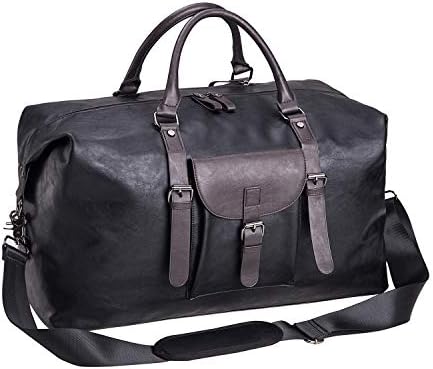Oversized Leather Travel Duffel Bag, Weekender Overnight Bag Waterproof Leather Large Carry On Bag Travel Tote Duffel Bag for Men or Women-Black 1 Oversized Leather Travel Duffel Bag, Weekender Overnight Bag Waterproof Leather Large Carry On Bag Travel Tote Duffel Bag for Men or Women-Black