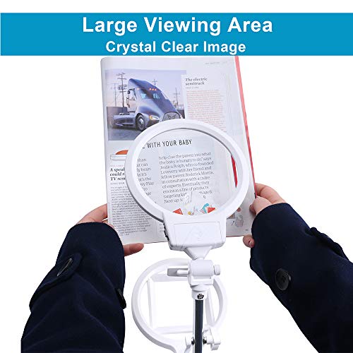 image for JUOIFIP Large Hands Free Magnifying Glass Folding & Hand held Jumbo 5.