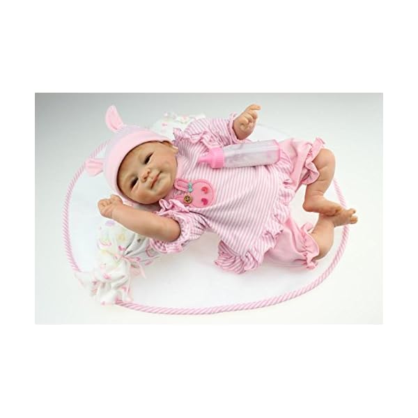 iCradle Schöne 17Zoll 43cm Reborn Baby Doll Lebensechtes Kleinkind Mädchen Silikon Vinyl Realistische Puppe – Bild 4