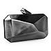 b.m.c BMC Womens Gunmetal Gray Colored Alloy Metal Abstract Stone Cut Hardcase Fashion Clutch Shoulder Chain Handbag
