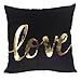 Kingla Home Golden Love Black Throw Pillow Covers Decorative Pillow Cases 18x18 Inch Soft Couch Cushion Covers
