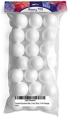 FD Goods 2-Inch Small Styrofoam Ball, White, Pack of 21