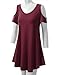 URBANCLEO Womens Off The Shoulder Elong Tunic Top Mini T-Shirt Dress BRGNDY, XL