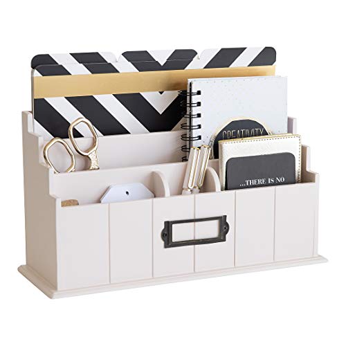 BLU MONACO | Light Pink Mail Organizer | Wooden 3 Tier Desk Organizer for Countertop Sorting | Rustic Blush Mail Sorter for Kitchen Office - Thumbnail 7