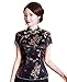 Shanghai Story Chinese Cheongsam Shirt Short Sleeve China Blouse for Women 6 B Black