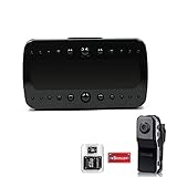 Eyeclub Wi-Fi Hidden Camera Alarm Clock Nanny Camera Motion Detection Night Vision Spy Cam Wireless IP Security Surveillance Camera, Black