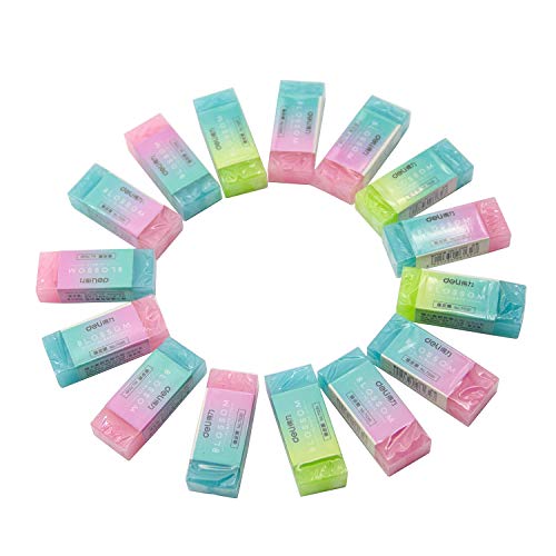 Iceyyyy 15 Pieces Flexible Rubber Erasers - Double Colored Pencil Erasers for School Classroom Office - Thumbnail 3