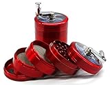 ReaLegend 2.5Inch/63mm 5 Piece Weed Grinder Hand Cranked Herb Grinder Spice Grinder Pollen Plant Grinder Travel Grinder - Red