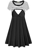 Larenba Women's Stripe Long Sleeve Maternity Breastfeeding and Nursing Dress