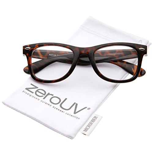 Classic Thick Square Clear Lens Horn Rimmed Eyeglasses 50mm (Tortoise/Clear)