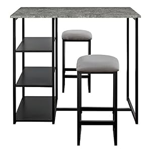 Image of Dorel Living Farley 3-Piece Pub Set with Faux Concrete Top, Gray / Black