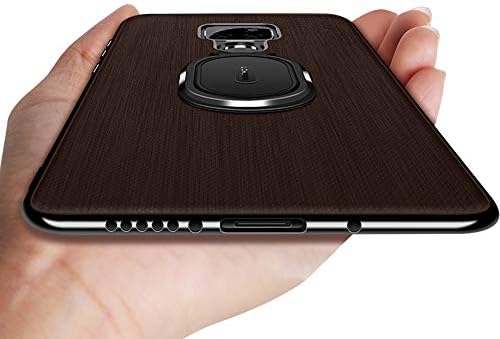 Diaxbest Leather Case Compatible with Huawei Mate 20 X,Slim Leather Case with Ring Holder Stand Anti-Slip Soft TPU Full Body Protective Shockproof Business Men Covers Compatible Huawei Mate 20 X-Brown