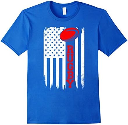 Mens American Flag Rugby Funny Sport T-Shirt Large Royal Blue