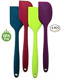 Ovente SP1004BLGPR BPA-Free Premium Silicone Spatulas With Stainless Steel Core, 500°F Heat-Resistant, Non-Stick, Dishwasher Safe, Ergonomic Design, Multi-Color, 4 PCS Blue, Green, Purple, Red